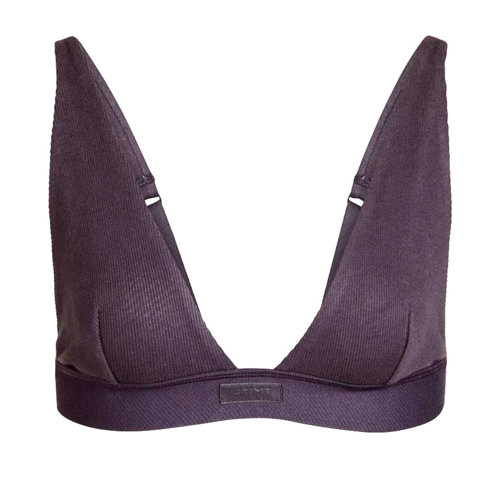 SKIMS Cotton Plunge Bralette Large NWOT- Soot